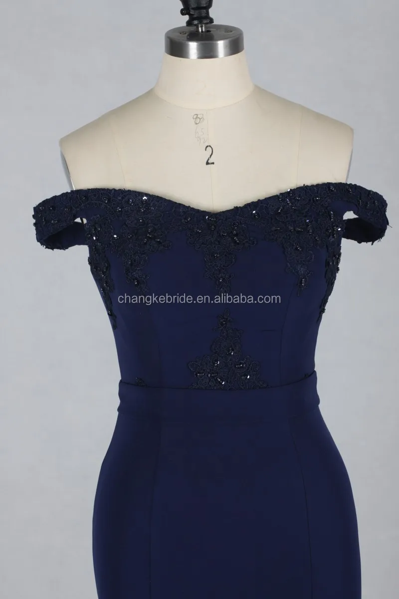 
Modern 2018 Navy Appliqued Long Bridesmaid Dress 