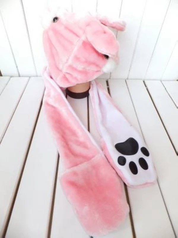 beautiful&lovely plush panda animal shaped hat with scarf&decoration mittens for winter