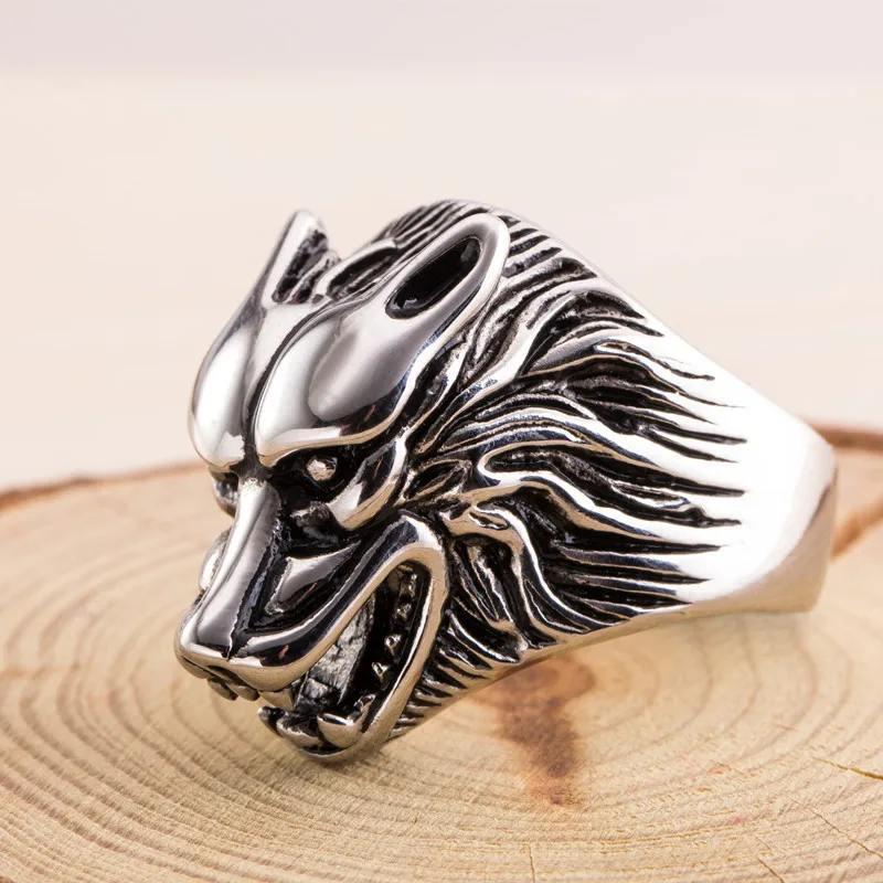 AAA quality high polished stainless steel main material wolf special men ring
