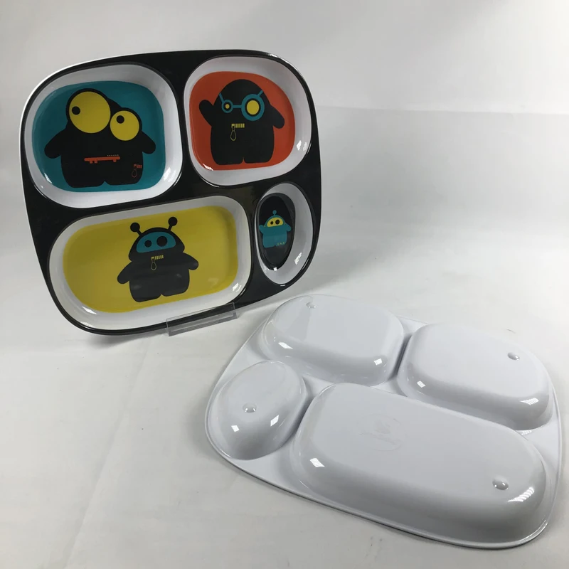 Food Grade Custom Design BPA-free Unbreakable Kids Portion Melamine Feeding Plate