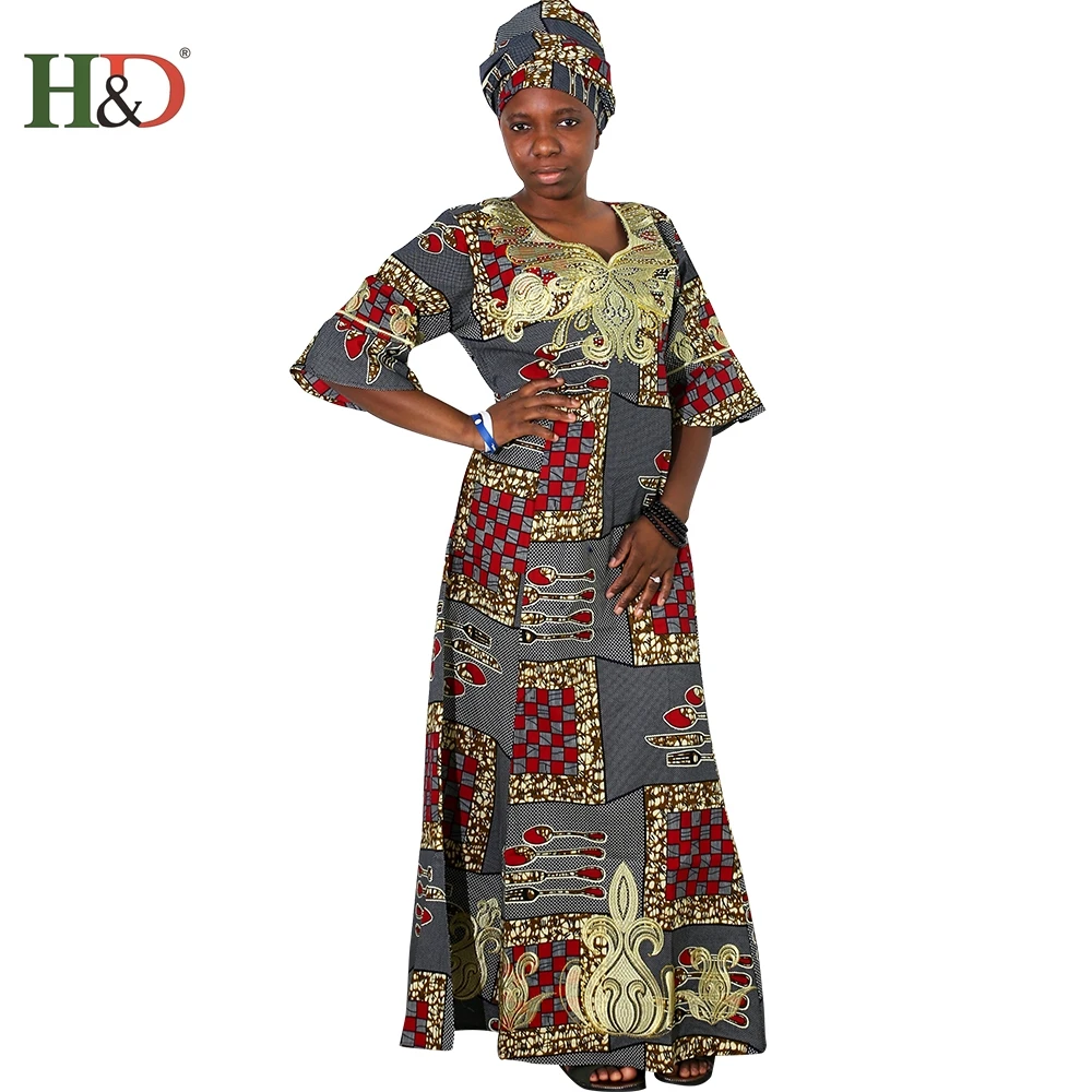 H & D Ladies Traditional Wax Prints Fabric Formal Dress For Fat Woman