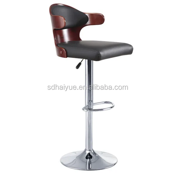 HY2022H Italian Style Plastic Wood Style Bar Stool with Chromed Stand Bar Chair