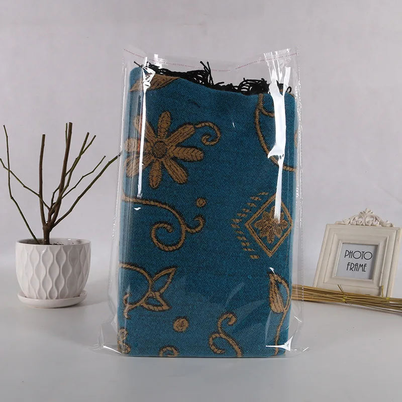 High Quality 30 Microns Self Adhesive Custom Design Plastic Clothes Packaging Clear Bag