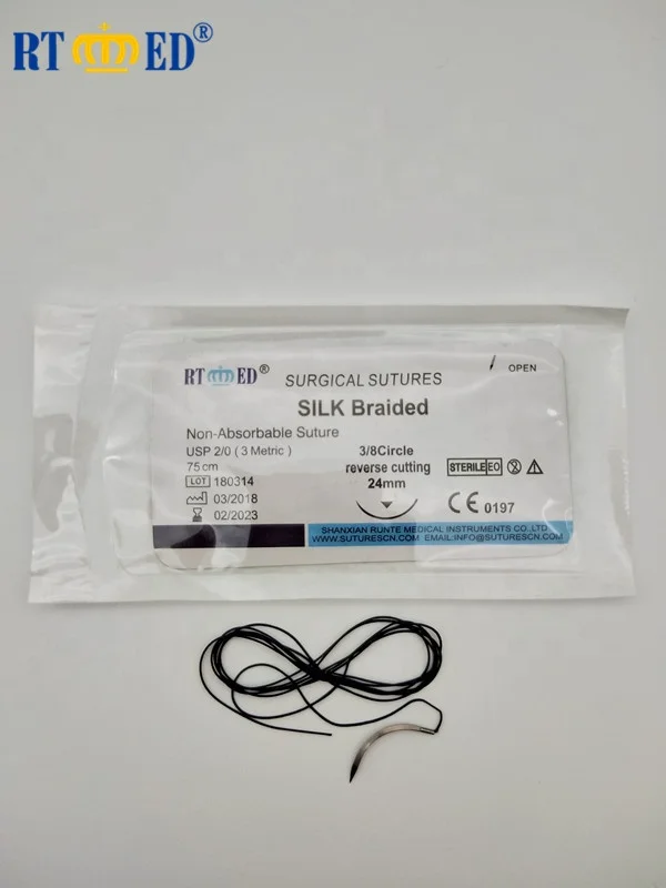 Factory Offer high Quality Surgical Sutures Non-absorbable Silk Suture With Needle with ISO & CE approved
