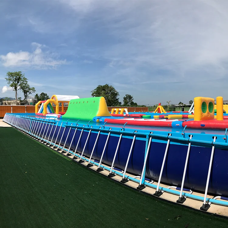 Easy Set Up Steel Frame PVC Swimming Pools Above Ground Steel Frame Pool For Commercial Water Park Use