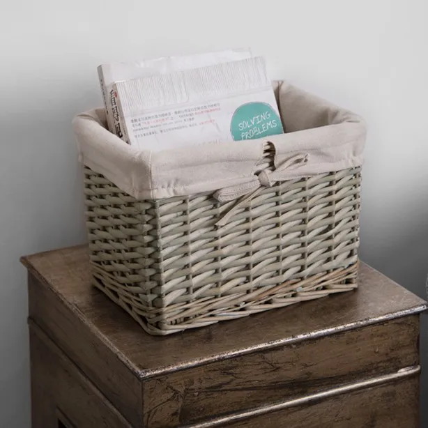 Home Center Cotton Fabric Lining Willow Wicker Food Fruit Hamper Gift Baskets In Bulk