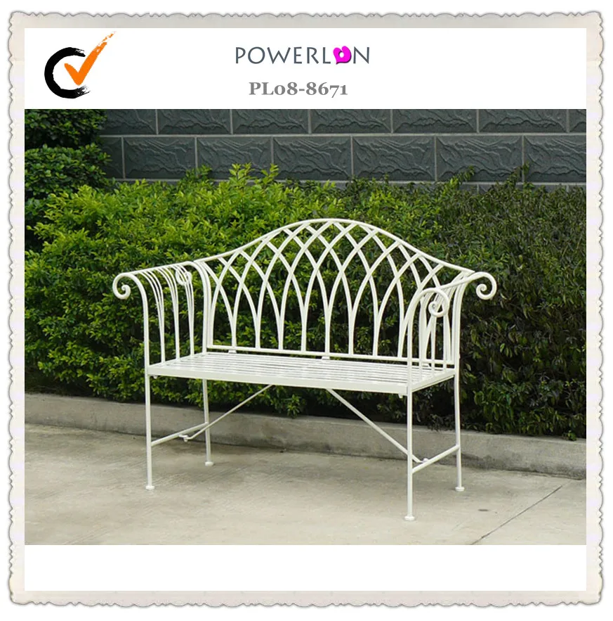 
White Folding Metal Garden Bench Wrought Iron High Quality Garden Sofa 