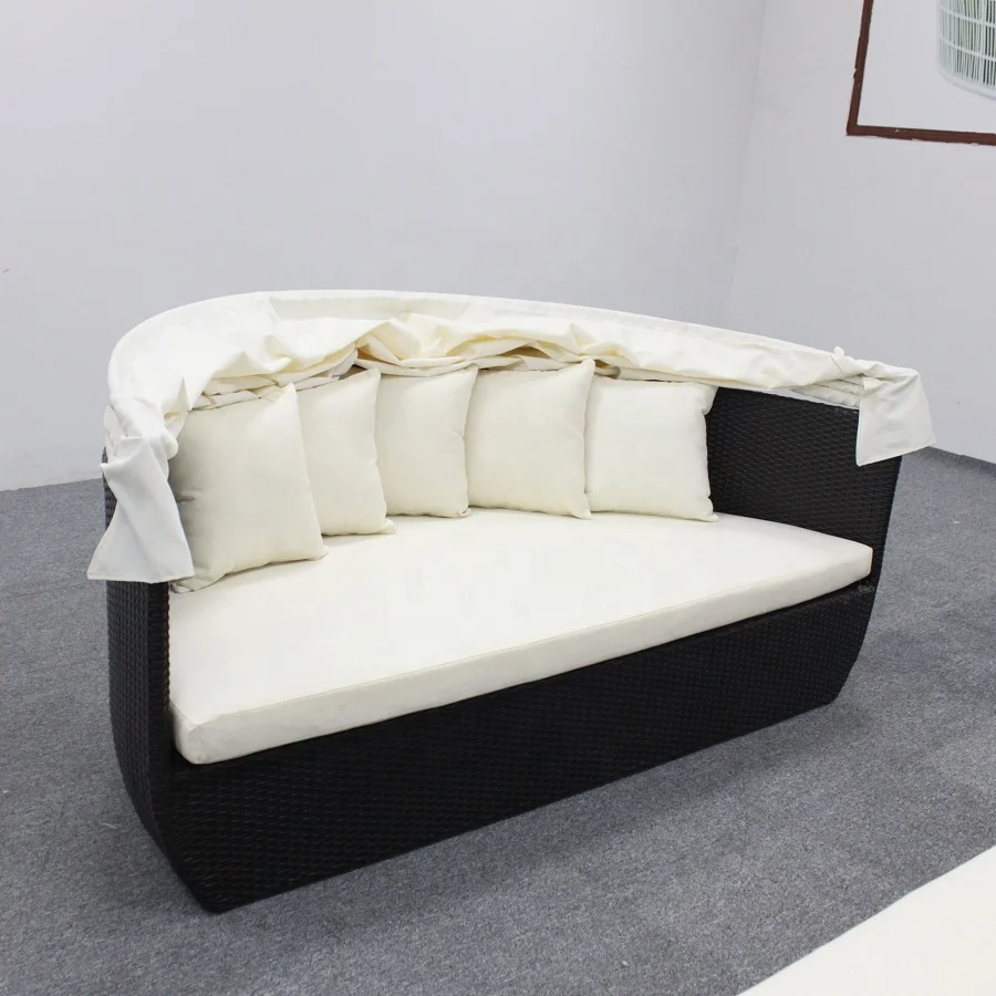 
wicker outdoor rattan round canopy daybed/ sunbed / sun lounger pool furniture 