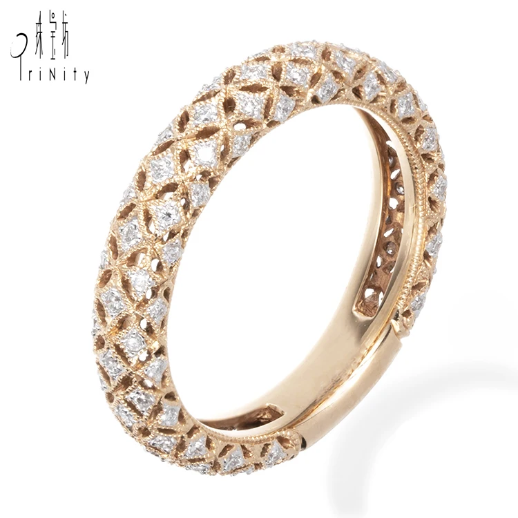 Fine Jewelry 18k Yellow Gold Bohemian Vintage Antique Finger Rings for Ladies Ring Set Fashion Jewelry