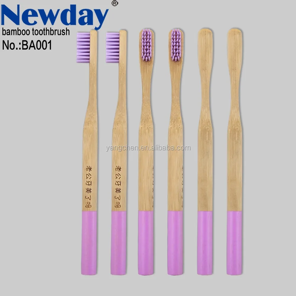 Round handle biodegradable eco bamboo toothbrush with bamboo case