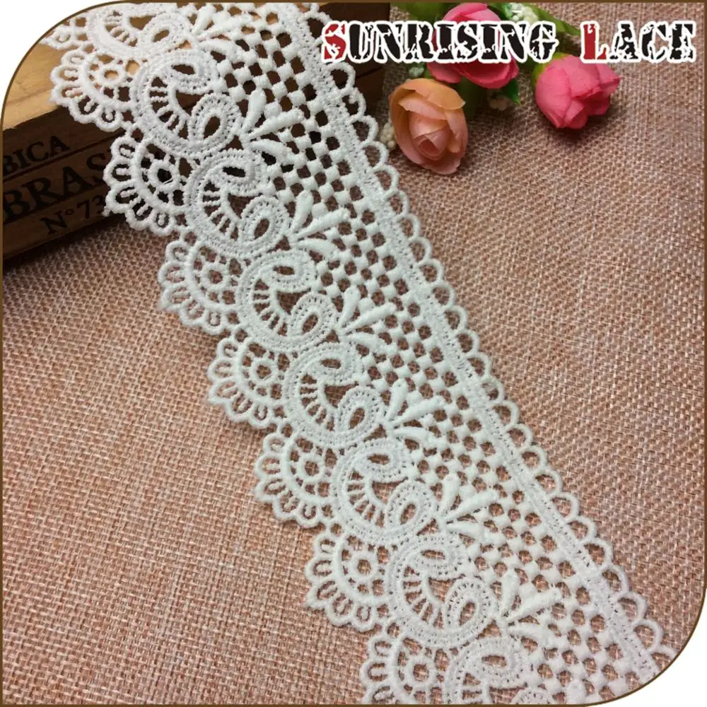 Пользовательская Корейская белая вышивка гипюр кружевная отделка