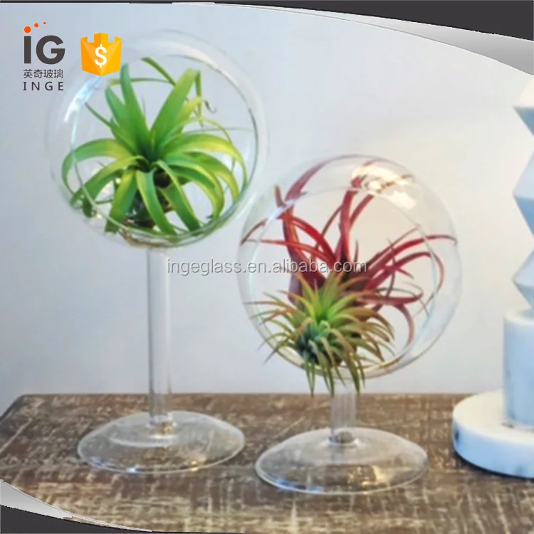 4' Glass Planter Terrarium Globe, Desk Air Plant Terrarium Kit, Glass Terrarium with Stand