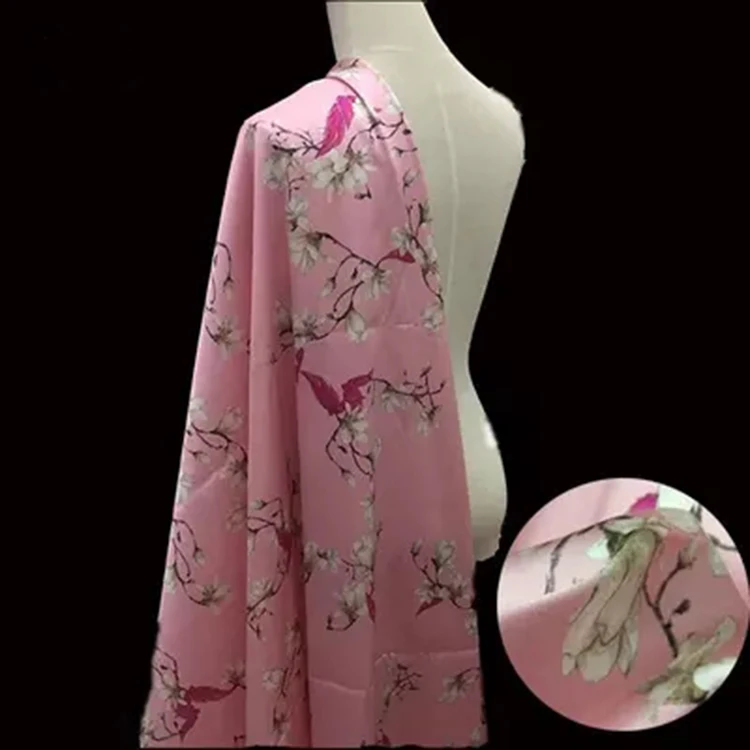 Wholesale Japanese Floral Print Pure  Charmeuse Silk Fabric High Quality