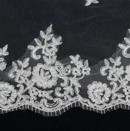 
2019 Wedding Accessories Appliques Tulle One Layer Lace Edge long veil WF906 