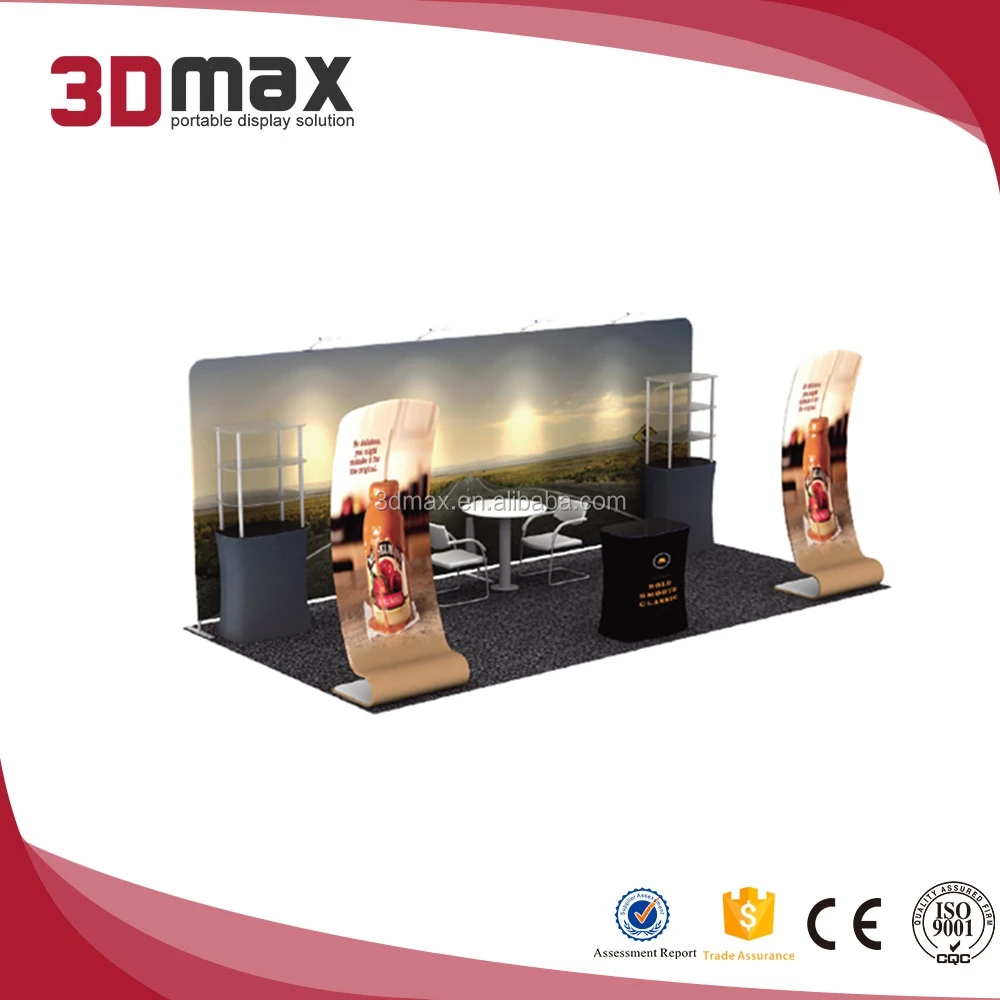 3x3m potable display rack fashion curved custom trade show booth design