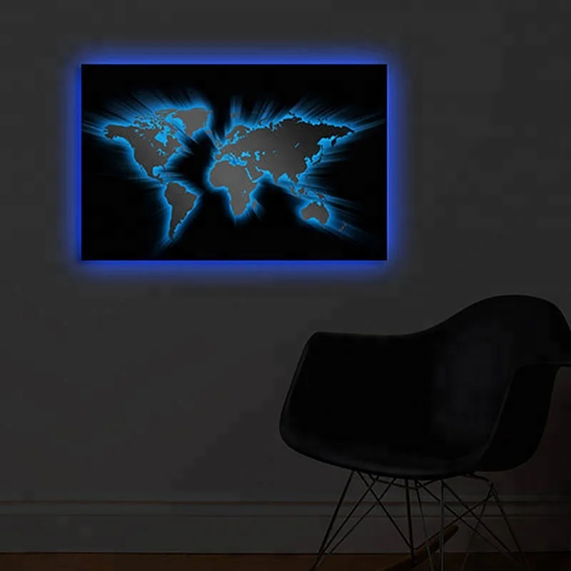 Новая светодиодная карта мира, Настенная картина, светодиодная Картина на холсте, Настенный декор, подсветка, картина для гостиной, горячая Распродажа