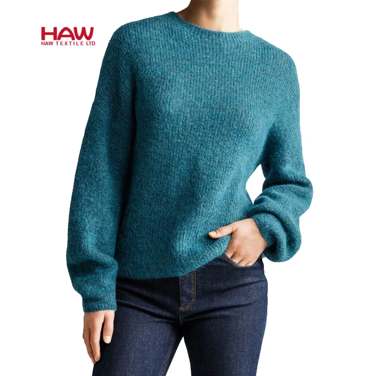 
OEM Custom Pullover Warm Woolen Women Cashmere Mohair Knit Sweater For Ladies 