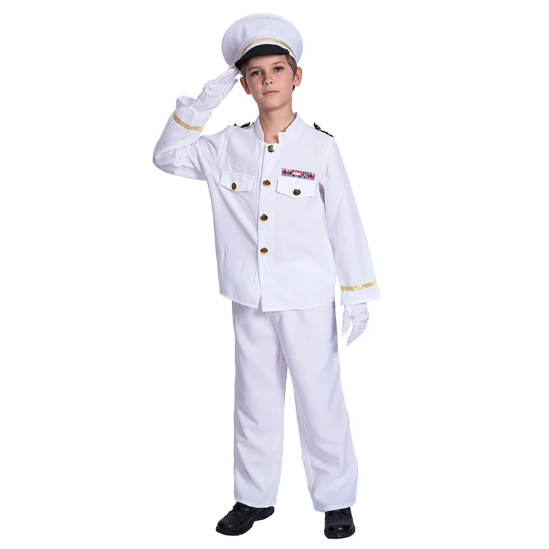 White Sailor Costume Halloween Costume For Boy Fancy Dress Sailor Captain Uniform Suit