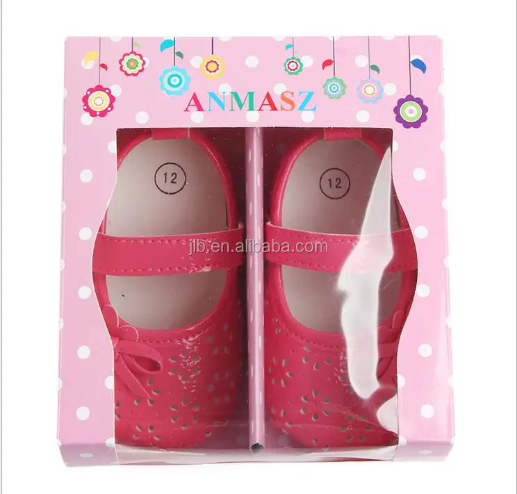 Custom baby shoes display cardboard box packaging with PVC plastic window