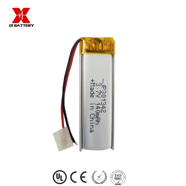 rechargeable li-ion battery 301342 3.7v 140mah li polymer battery 3mm thickness for headset