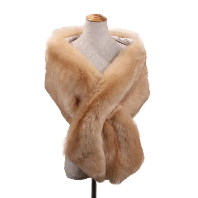 
Women High Quality Faux Fox Fur Scarf Thick Warm Fake Fur Collar Shawl 