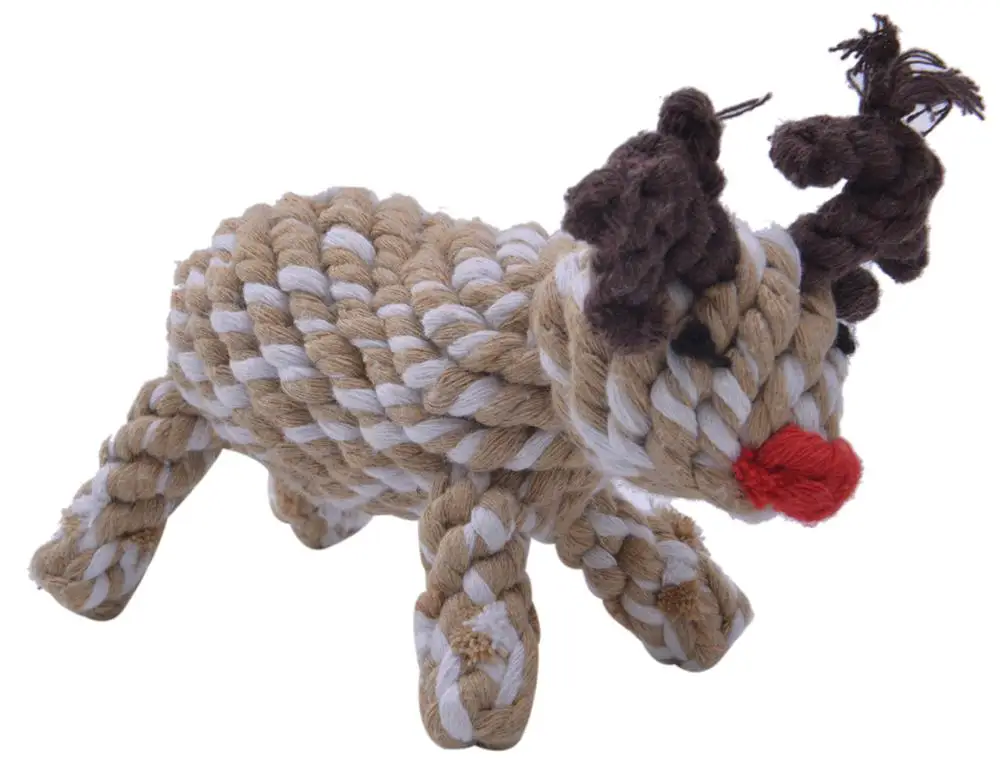 
Christmas Style Soft Cotton Rope Reindeer Chew toys for dogs 