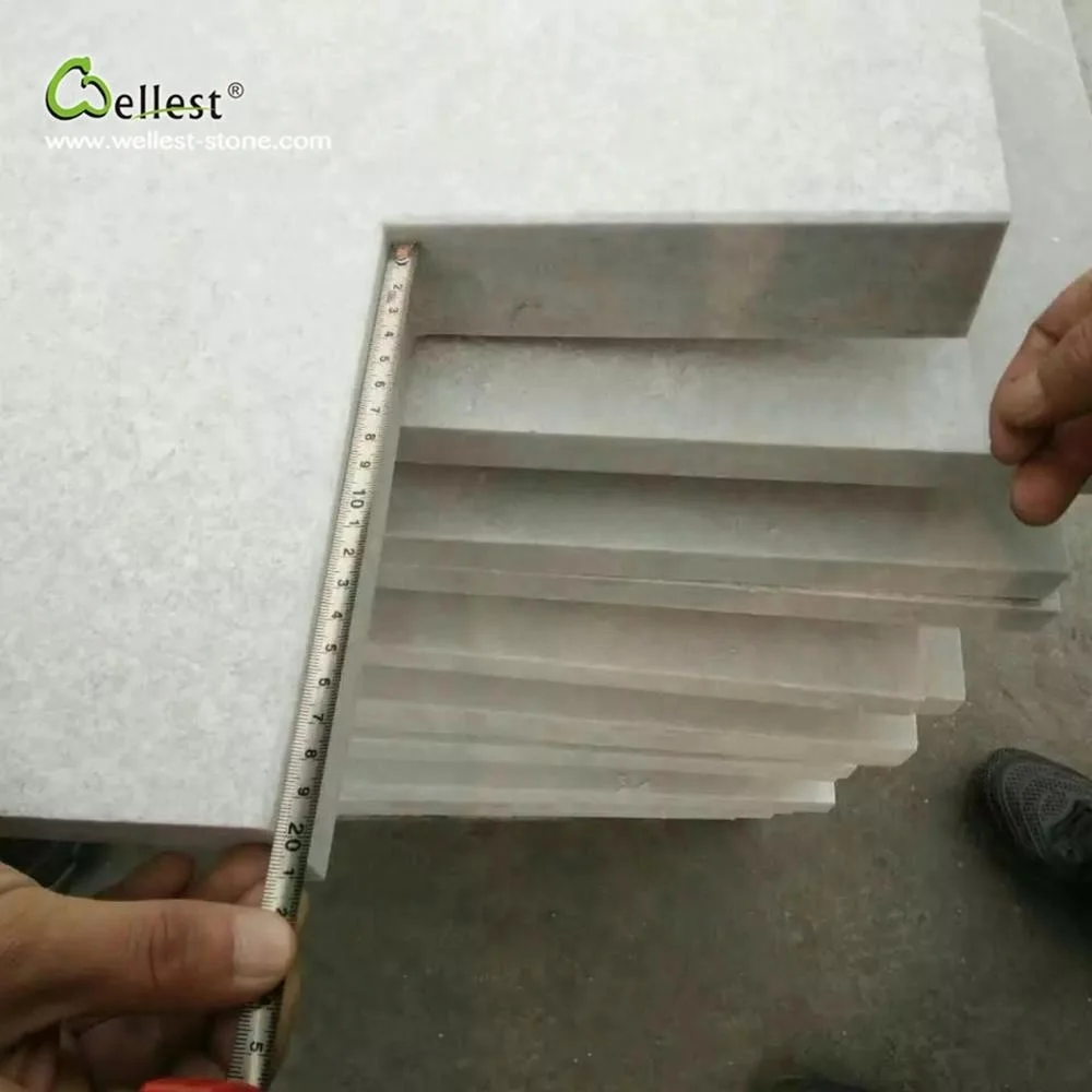 
flamed finish white quartzite pool coping corner stone 