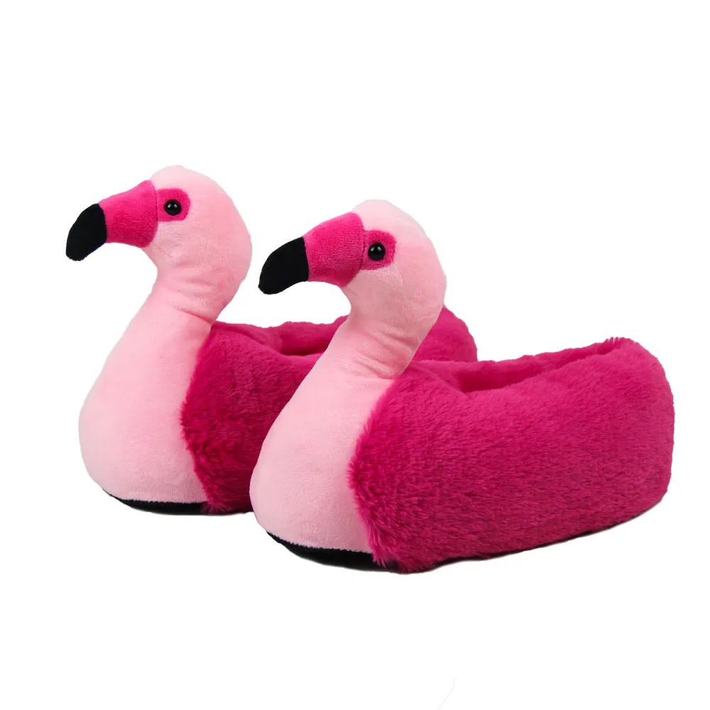 Soft Sole house animal slippers Fuzzy Flamingo Slipper for women