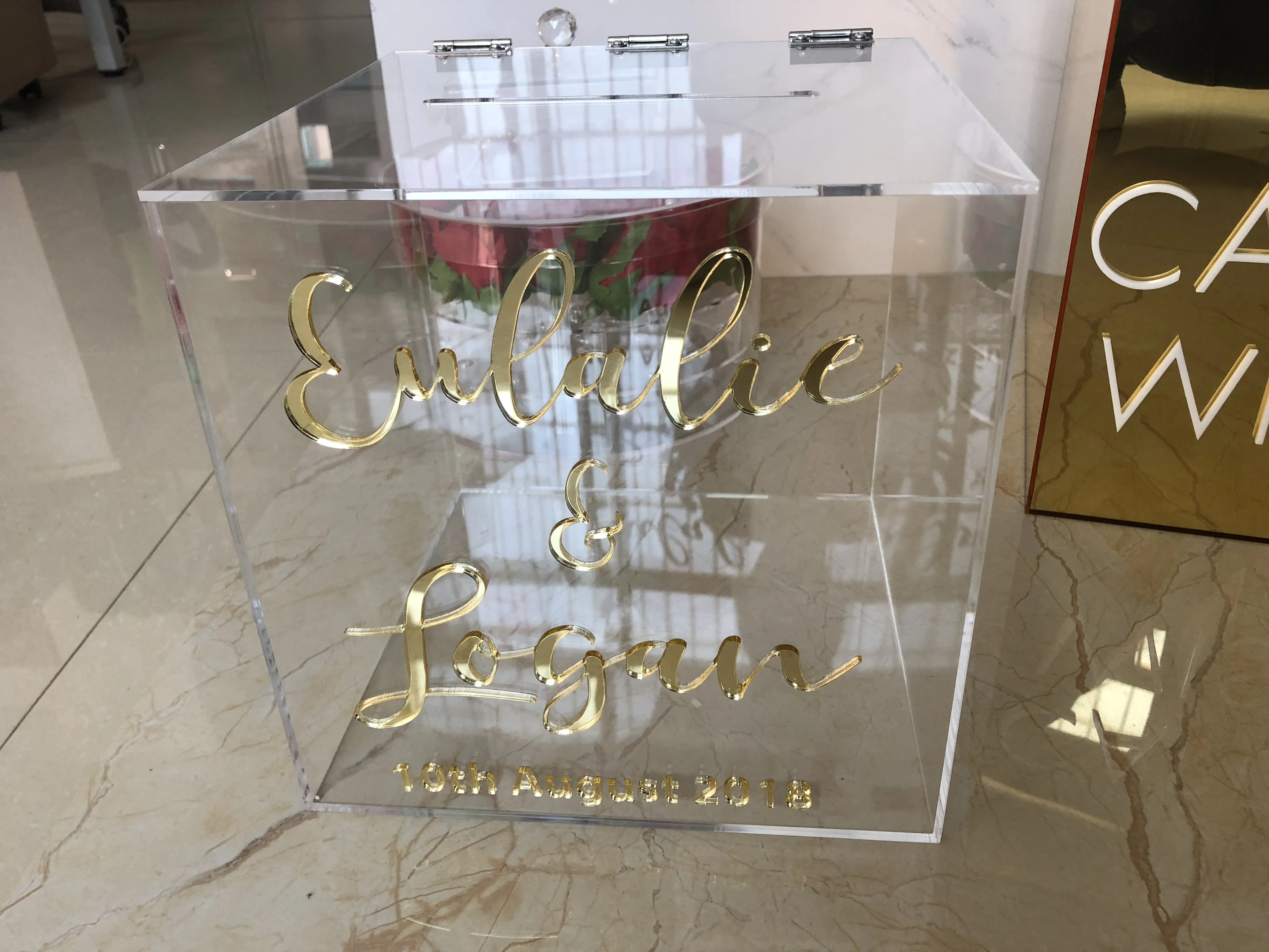 
Hot Sale Customized Size Acrylic Charity Donation Box Wedding Wishing Well box 