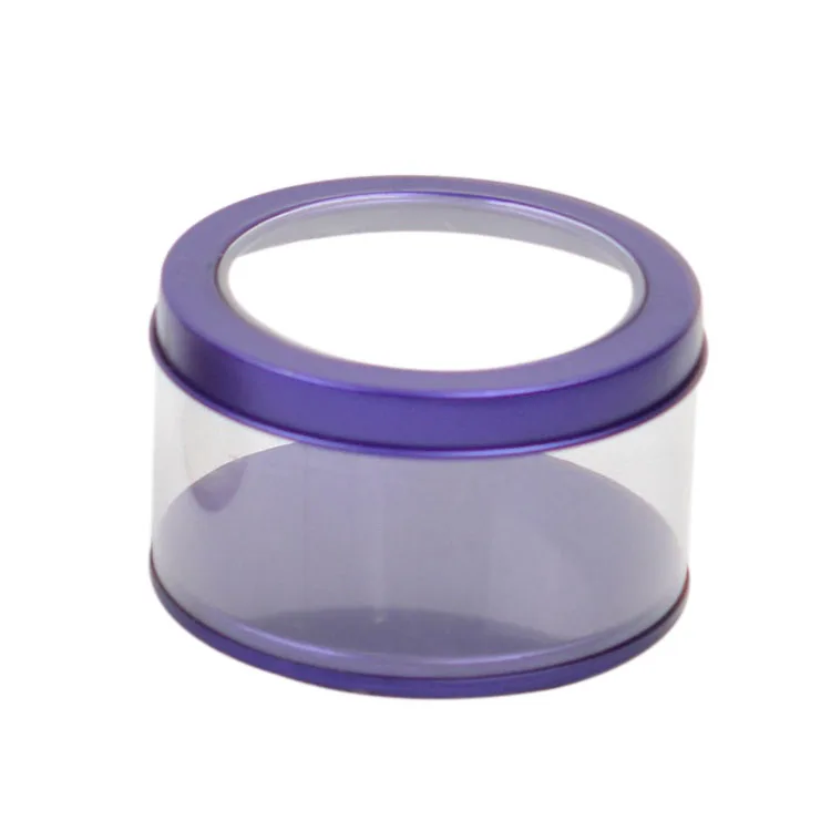 7.5*4.5cm with clear lid round acrylic tin gift packaging PVC wedding luxury chocolate box