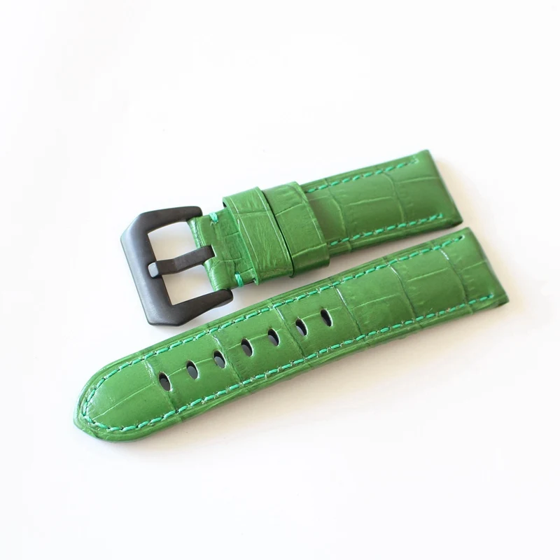 Italy Retro Leather watch strap 24MM adapt PAM 111 with bamboo shaped pattern