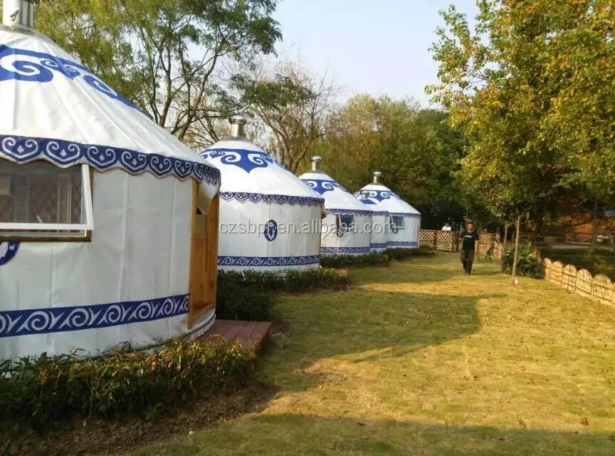Yurt Tent Mongolian in China Manufacturer PVC Fabric Modern Two Bedrooms & One Living Room Outdoor Travel Hiking Camping 12-50m2