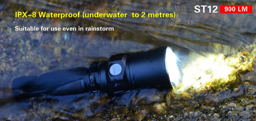 KLARUS ST12 LED Flashlight XM-L2 5 Modes LED 900 Lumens Torch Flashlight Beam Throw 212 Meters Outdoor Sports Flashlight
