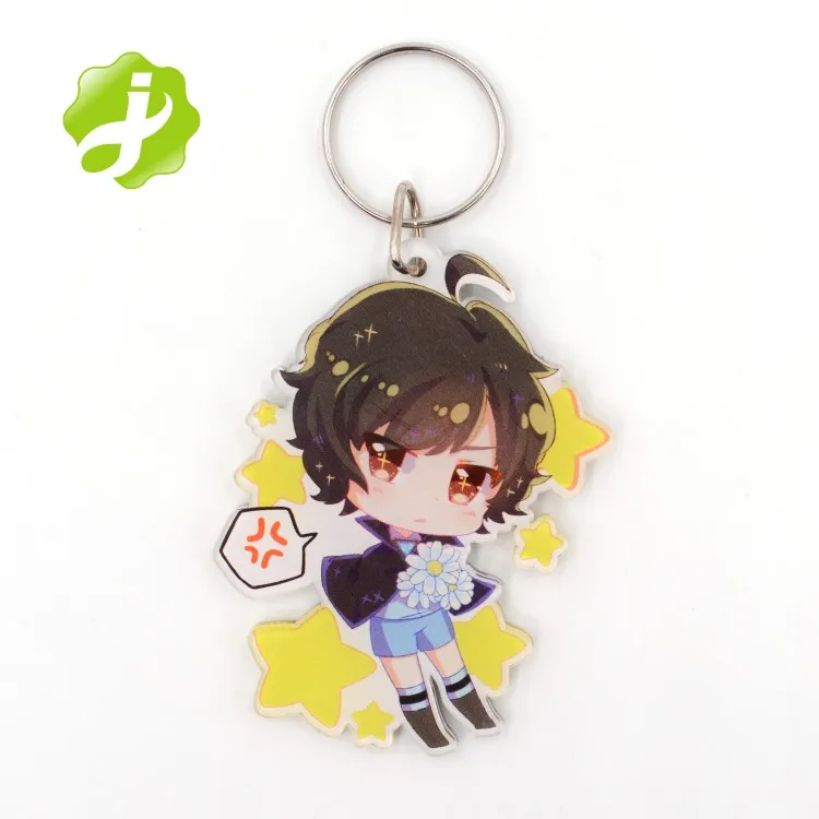 Promotion custom laser cut anime acrylic keychain with double sided printing