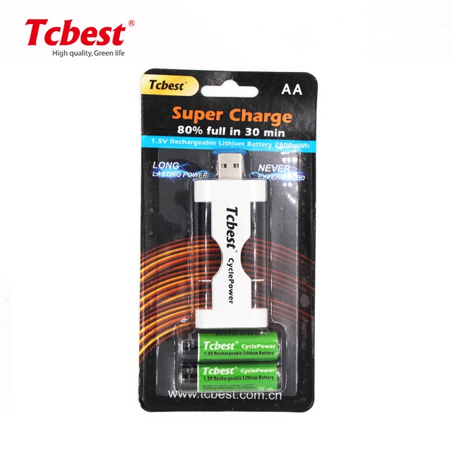 Лучший выбор USB перезаряжаемая батарея литиевая AA/AAA 1,5 В батарея с той же функцией для щелочи 1,5 в