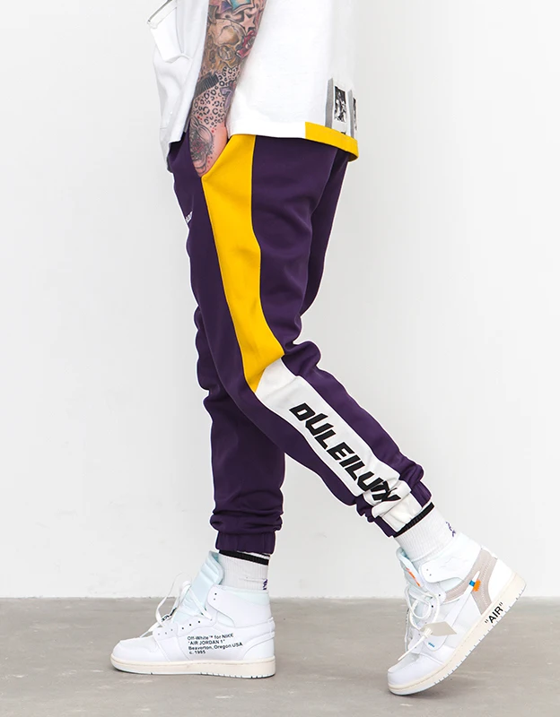 Оптовая продажа, мужские облегающие спортивные брюки, мужские Модные полосатые брюки с карманом
