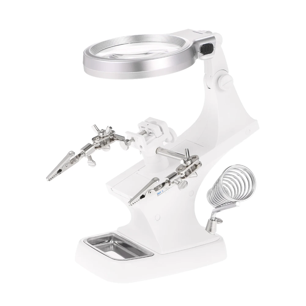 Multi-functional Welding LED Magnifier 3X/4.5X magnifying glass Alligator Clip Holder Clamp Helping Hand Soldering Repair Tool