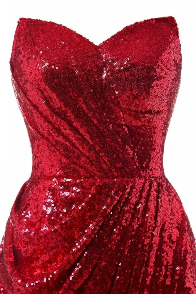 Wholesale Hong Kong Red Long Party Bling Sequin Dress Evening