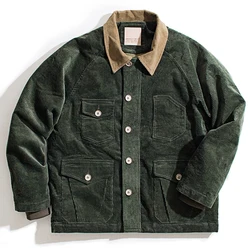 OEM custom retro vintage multi pockets safari corduroy trucker jacket men