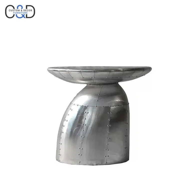 Классическая современная мебель для лобби в стиле лофт, серебристый металлический алюминиевый боковой столик в форме гриба