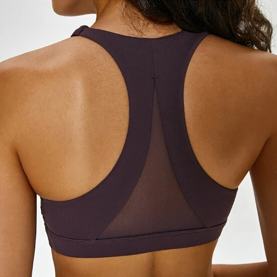 
Custom mesh sexy racer back sports bra for ladies 