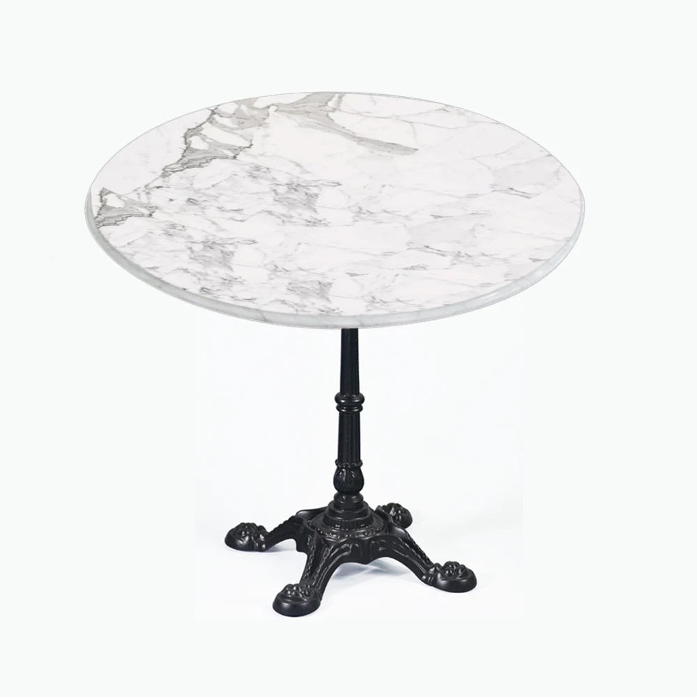 (SP-RT103) Natural real marble top ogee edge heavy duty iron cast base big round marble table