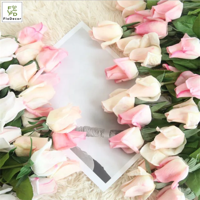 Wholesale High Quality Artificial Rose Buds Real Touch Latex Coated Flower Silk Wedding Decorative Flowers Bridal Bouquets