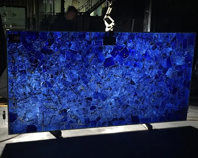 
Natural translucent sodalite blue agate gemstone slab 