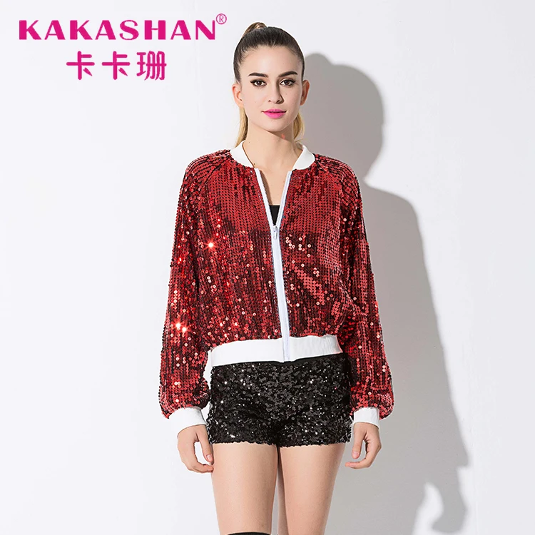 Hip Hop Dance Costumes Girls Dance Wear Sequin Jacket