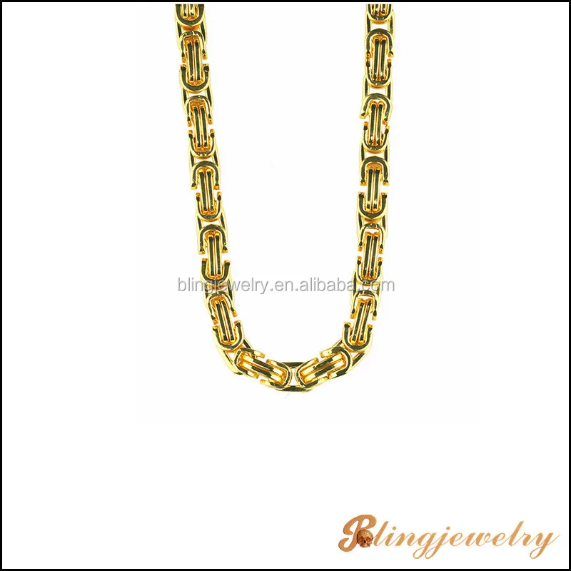 
Stainless steel jewelry chain gold and silver plated byzantine chain necklace 