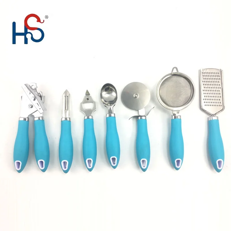hot selling stainless steel kitchen gadgets cooking accessories utensil tool set vegetable tools can opener