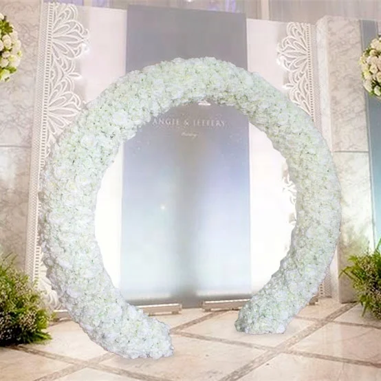 New design silk artificial round wedding flower arch decoration