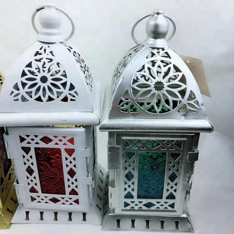 House-shape Mini Metal Retro Iron Glass Candlestick Candle Holder Lantern
