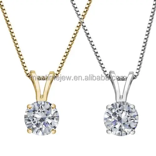 
2017 factory directly 14kt gold single stone CZ necklace 
